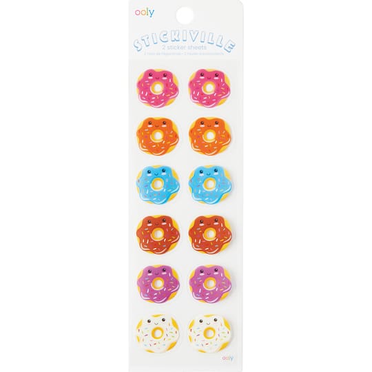 Ooly Stickiville Clear Happy Donuts Skinny Sticker Sheet, 2ct.